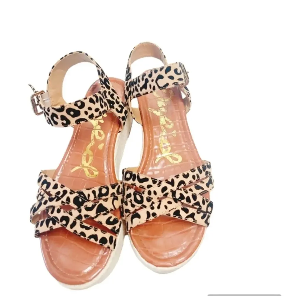 Qupid Suede Leopard Sandals Size 9 - Picture 2 of 3
